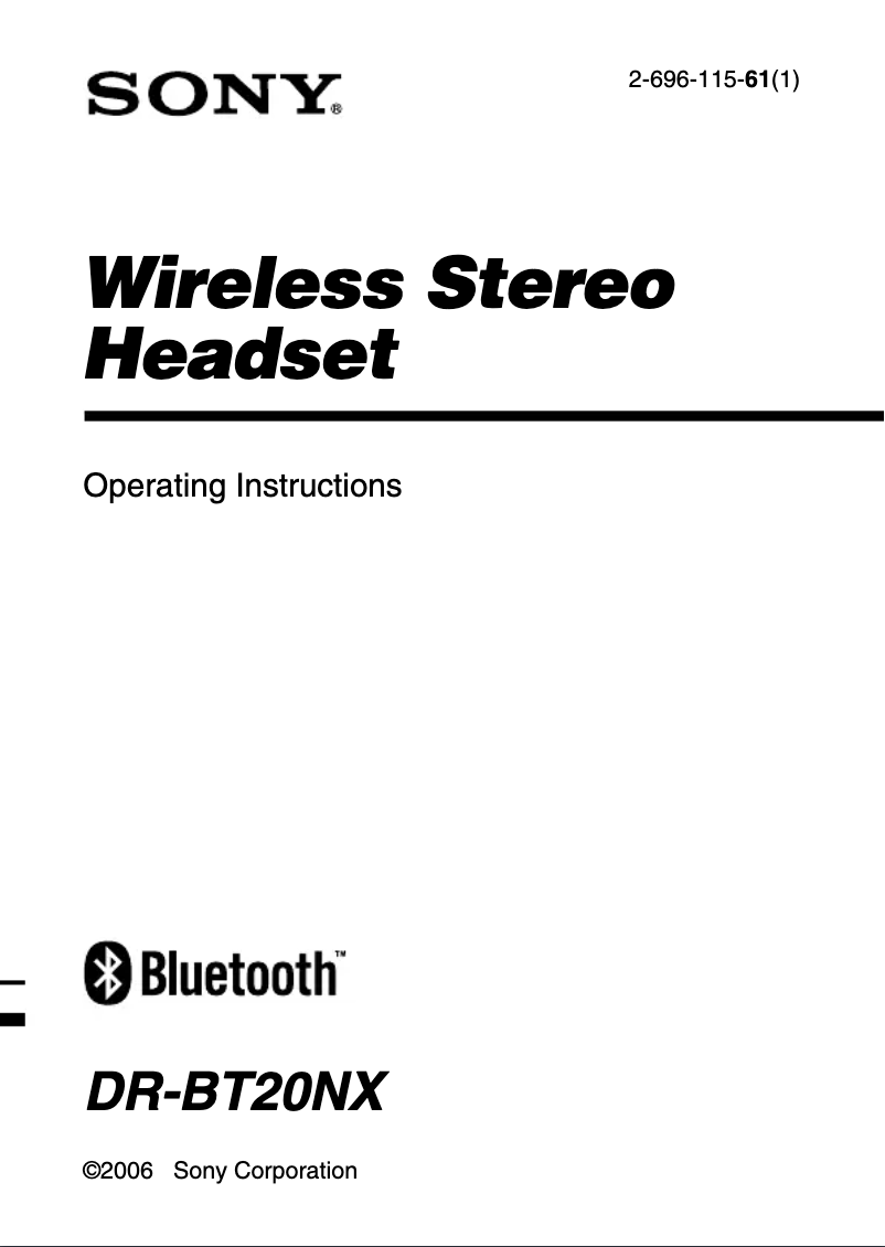 Página 1 del manual Manual de usuario Sony DR-BT20NX