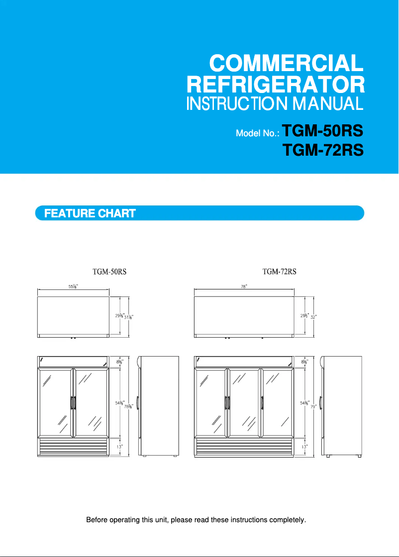 Página 1 del manual Manual de usuario Turbo air TGM-72RS-N