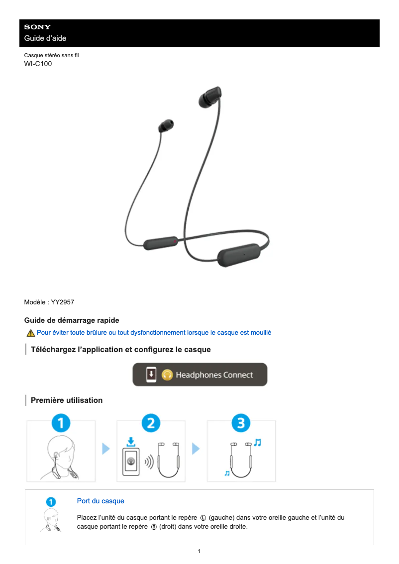 Imagen de la primera página del manual del dispositivo WI-C100