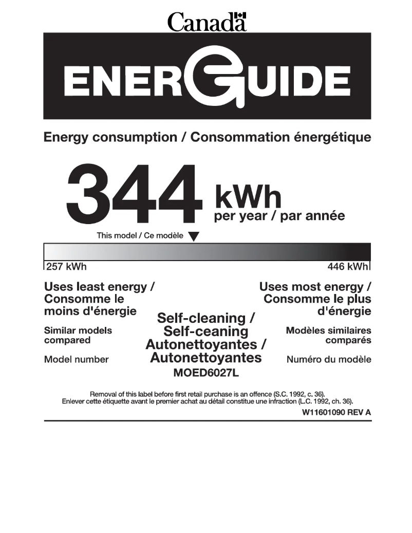 Página 1 del manual Etiqueta energética Maytag MOED6027LZ