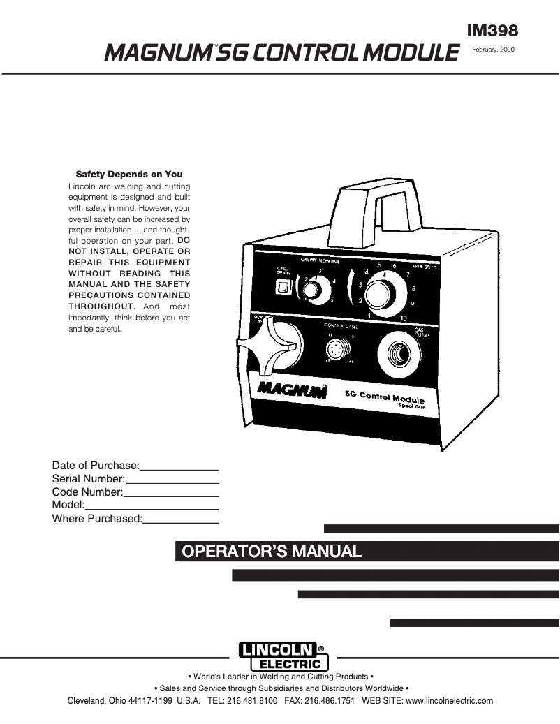 Imagen de la primera página del manual del dispositivo Magnum SG Control Module
