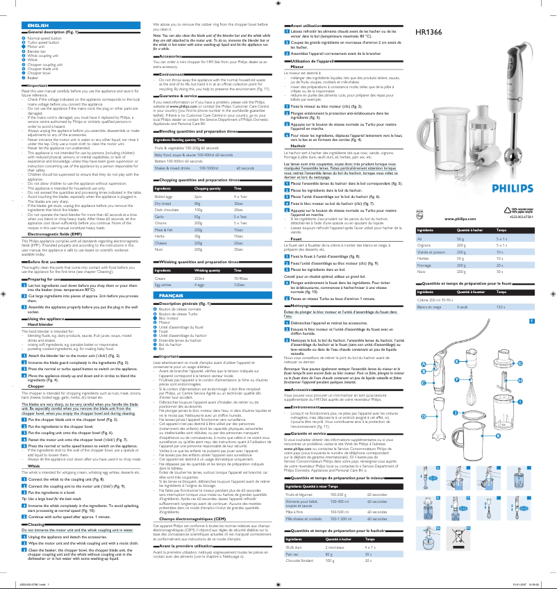 Imagen de la primera página del manual del dispositivo Daily Collection HR1366