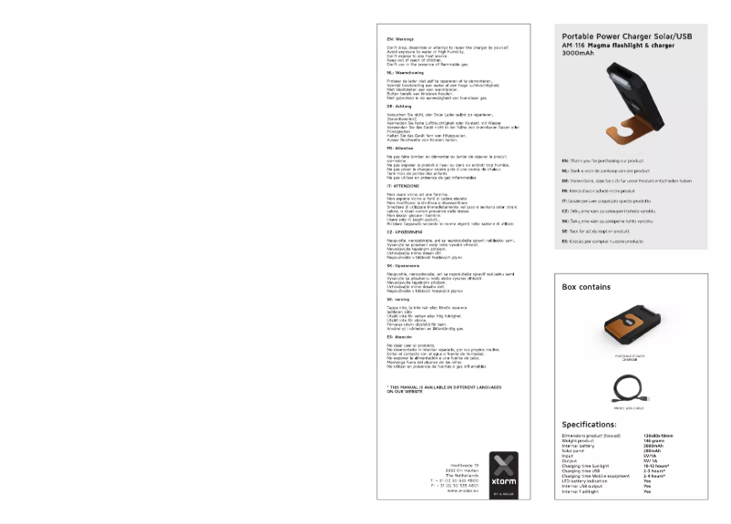 Imagen de la primera página del manual del dispositivo Li-Polymer, 3000 mAh