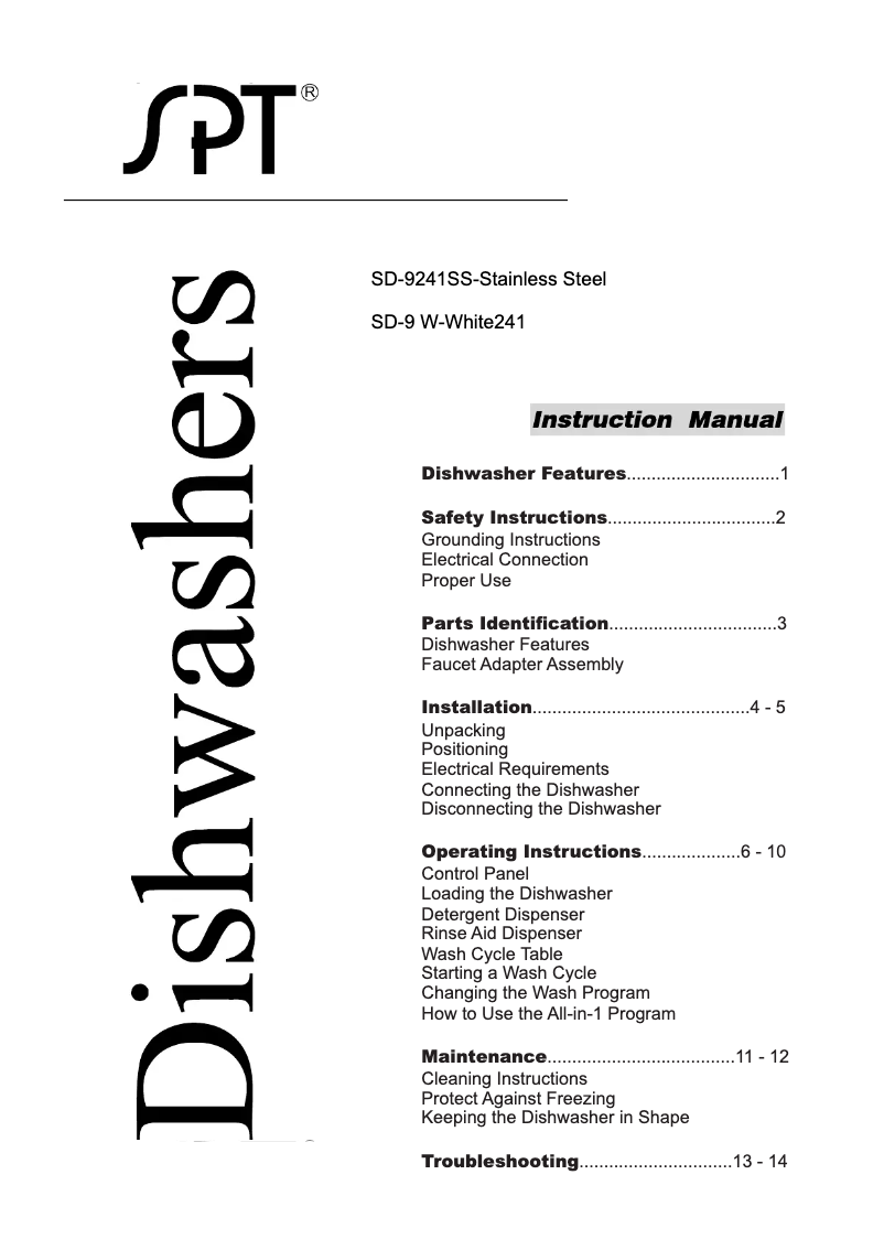 Imagen de la primera página del manual del dispositivo SD-9241SS