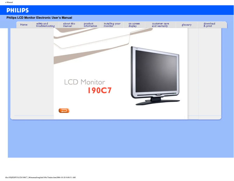 Imagen de la primera página del manual del dispositivo Brilliance 200P7MG