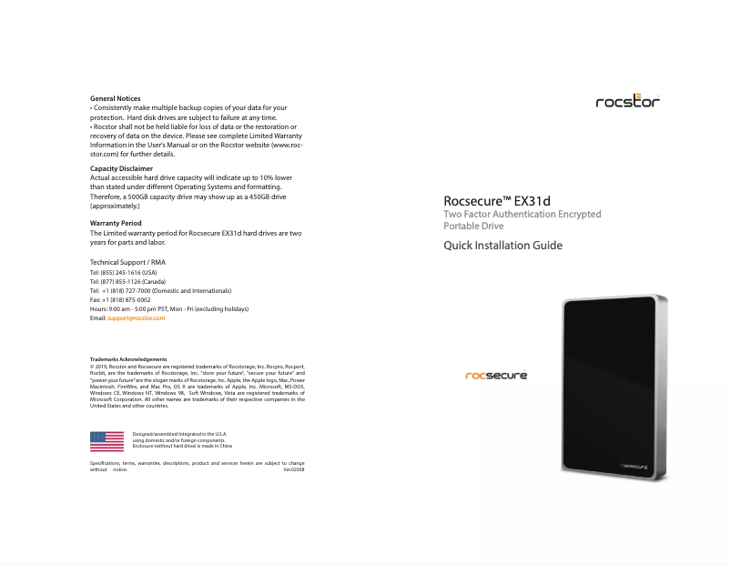 Imagen de la primera página del manual del dispositivo Rocsecure EX31