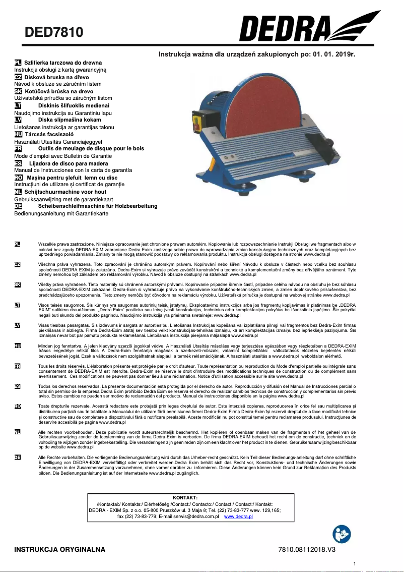 Página 1 del manual Manual de usuario DEDRA DED7810