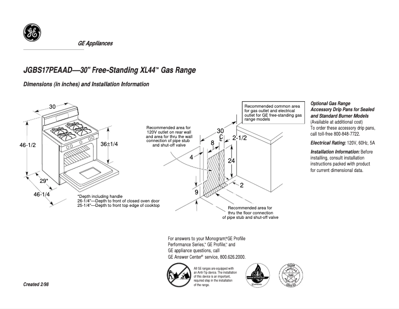 Imagen de la primera página del manual del dispositivo JGBS17PEAAD