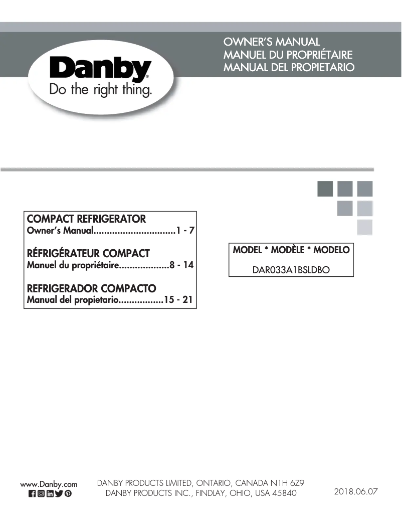 Página 1 del manual Manual de usuario Danby DAR033A1BSLDBO