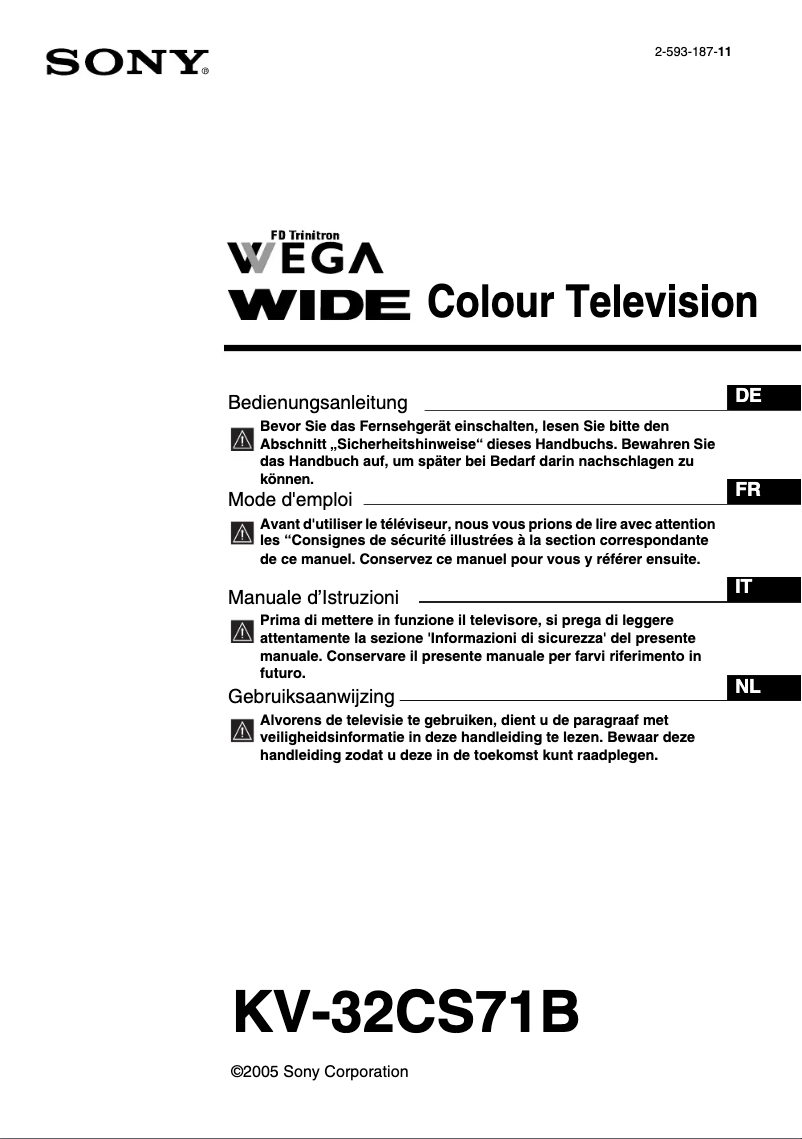 Imagen de la primera página del manual del dispositivo KV-32CS71
