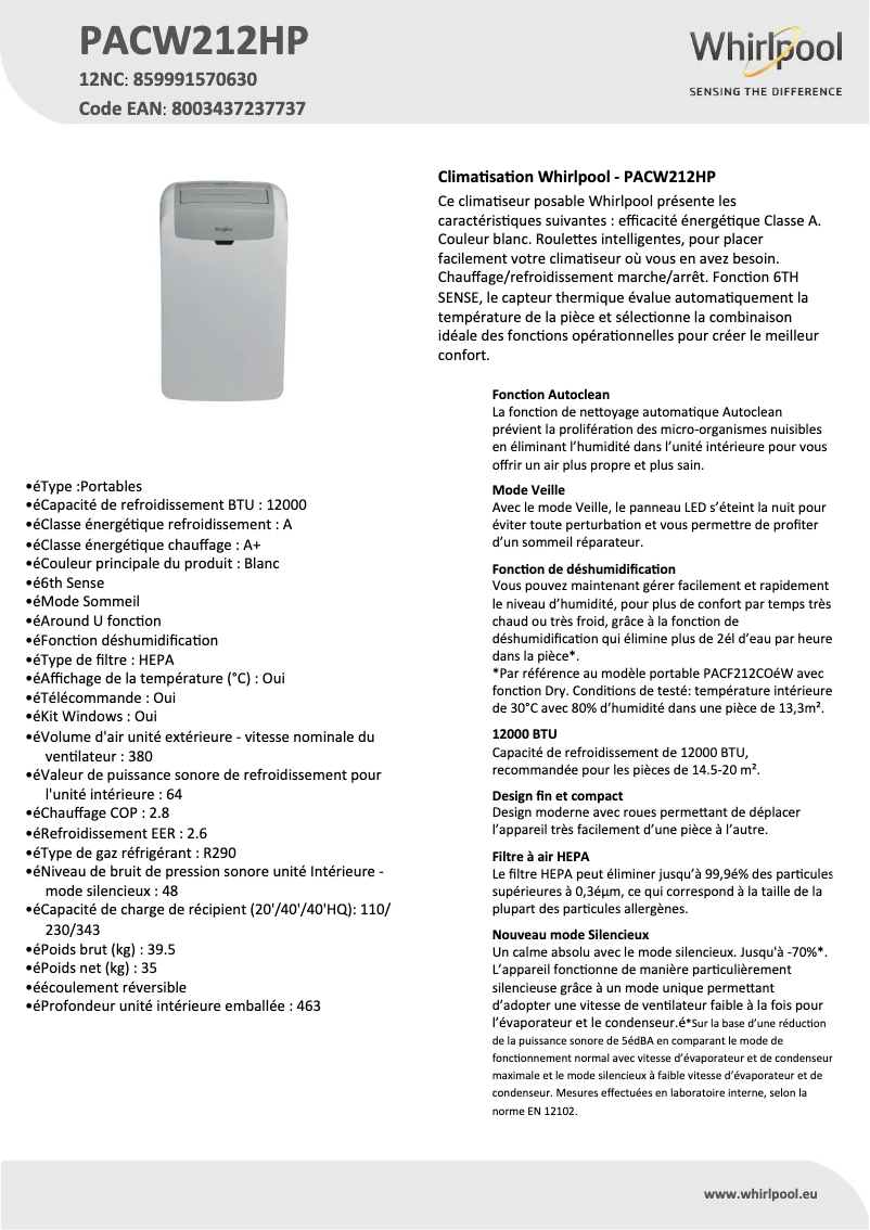 Imagen de la primera página del manual del dispositivo PACW212HP