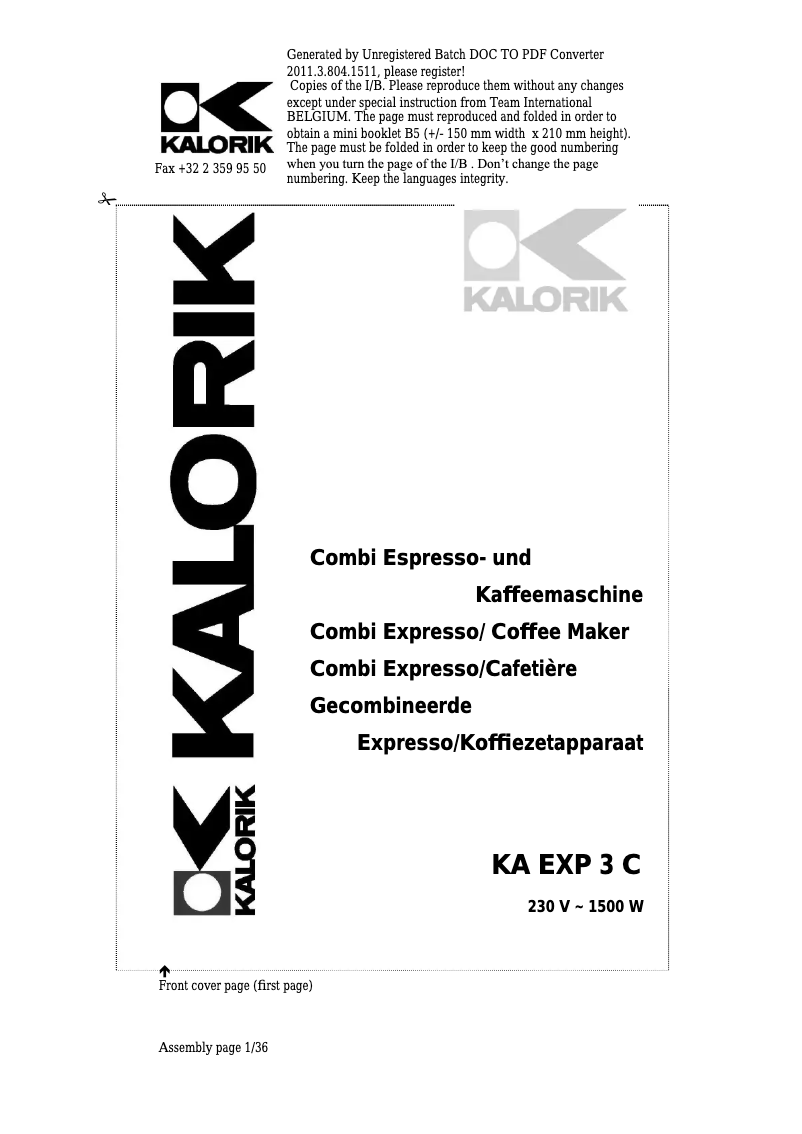 Página nº 1 - Manual de usuario Kalorik KA EXP 3 C