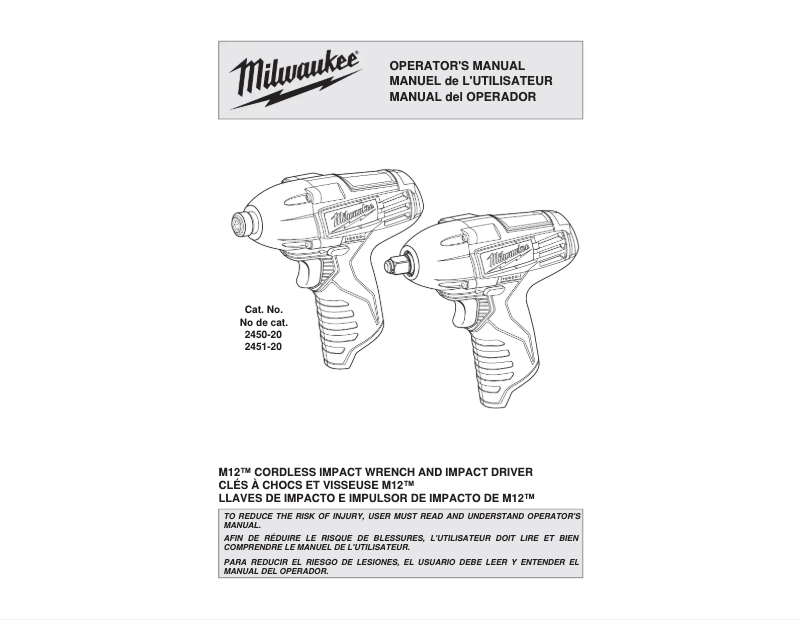 Página 1 del manual Manual de usuario Milwaukee M12 2451-22