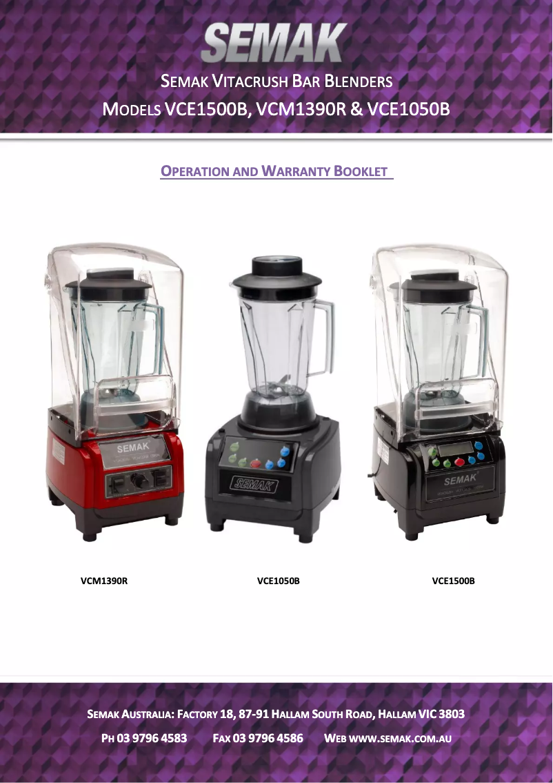Imagen de la primera página del manual del dispositivo Vitacrush VCM1390