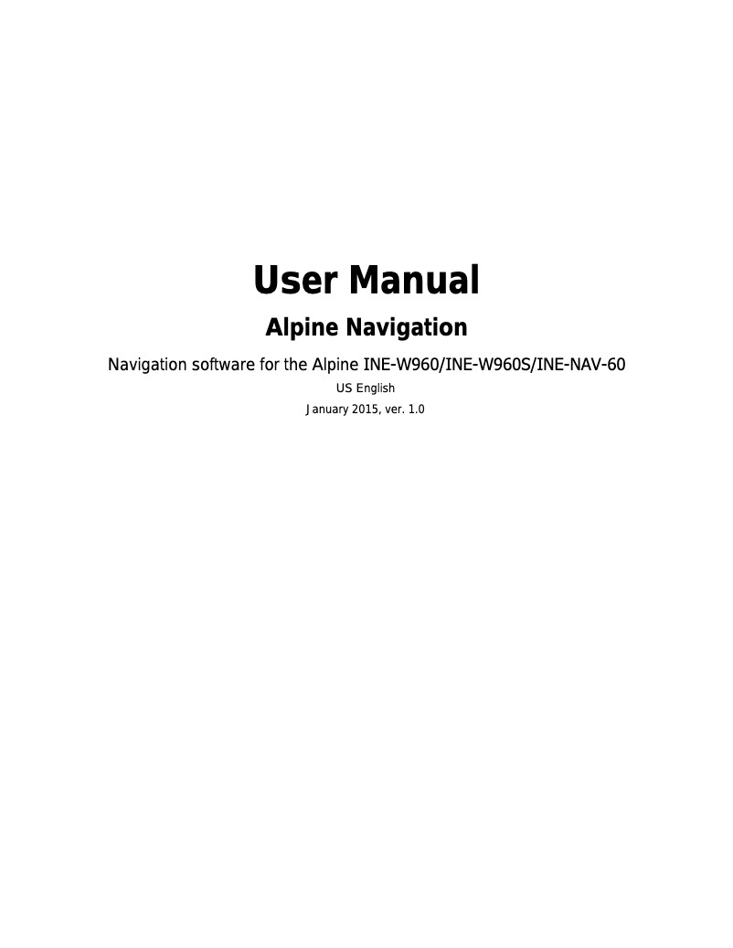 Página 1 del manual Manual de usuario Alpine INE-W960