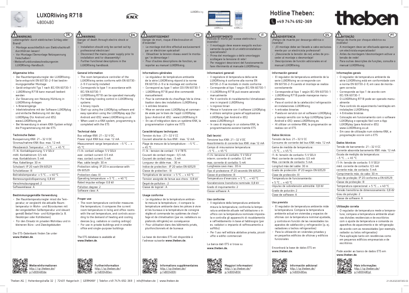 Página 1 del manual Manual de usuario Theben LUXORliving R718