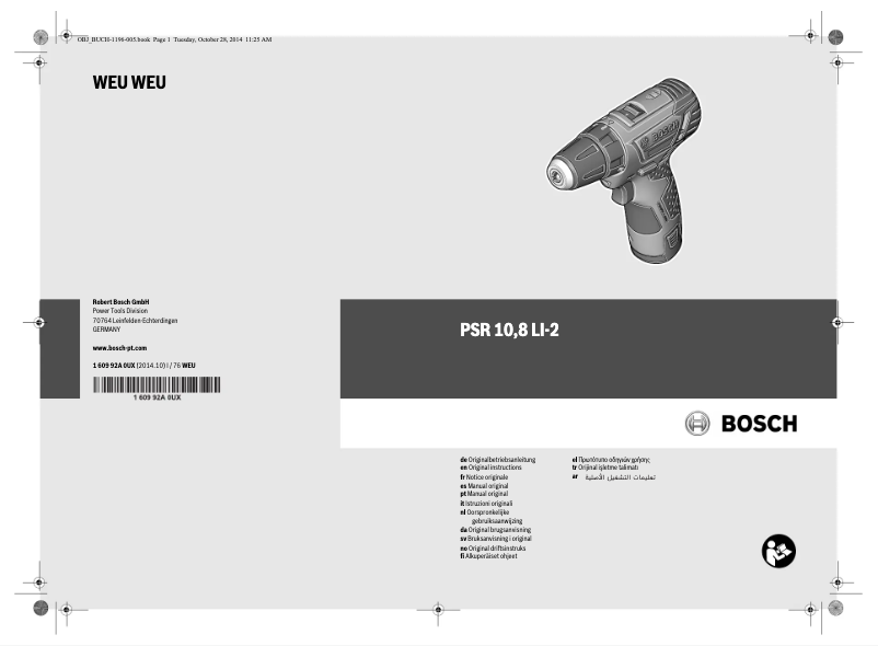 Página 1 del manual Manual de usuario Bosch PSR 10,8 LI-2