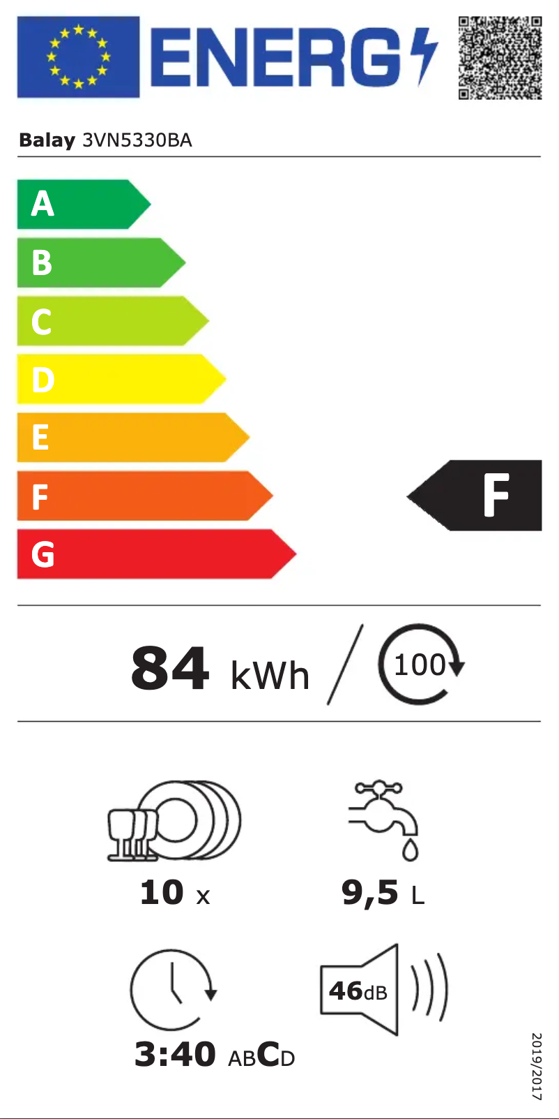 Página 1 del manual Etiqueta energética Balay 3VN5330BA
