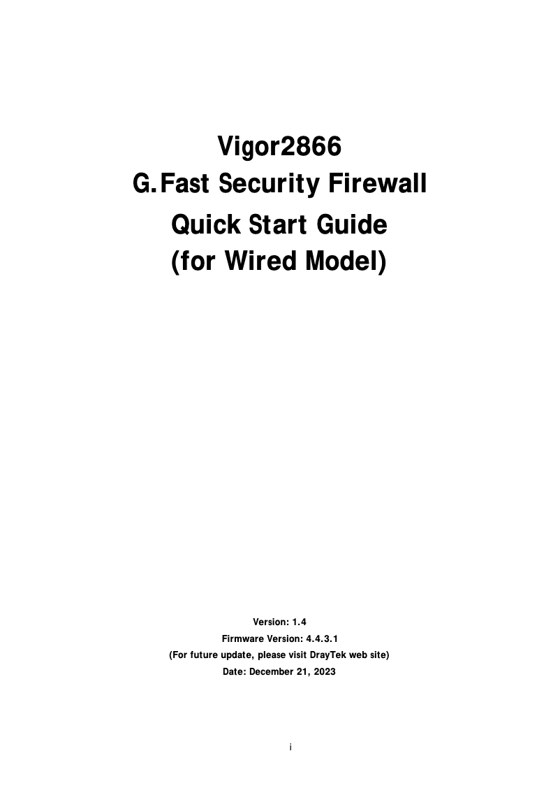 Imagen de la primera página del manual del dispositivo Vigor 2866Vac