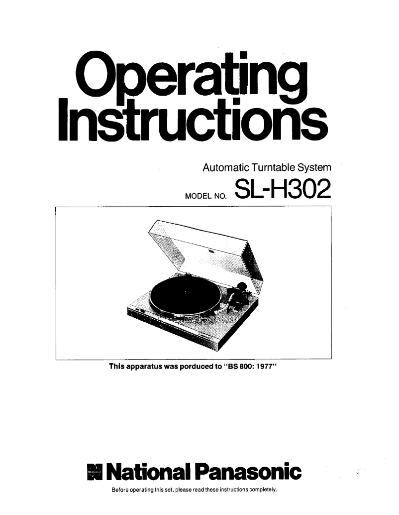 Página nº 1 - Manual de usuario Panasonic SL-H302