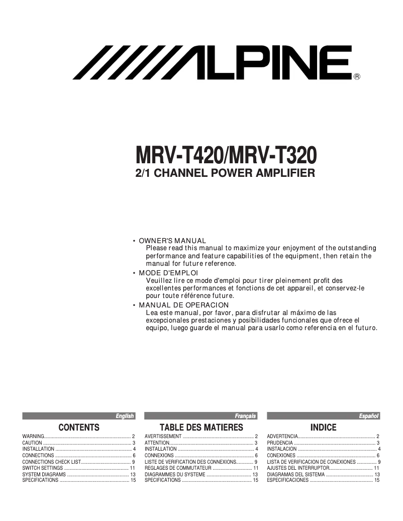 Imagen de la primera página del manual del dispositivo MRV-T320