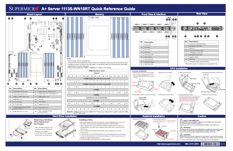 Imagen de la primera página del manual del dispositivo A+ Server 1113S-WN10RT
