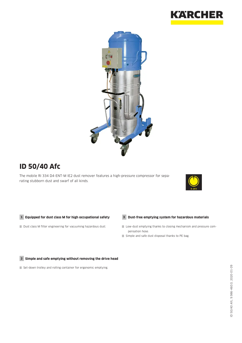 Página 1 del manual Ficha técnica Kärcher ID 50/40 Afc