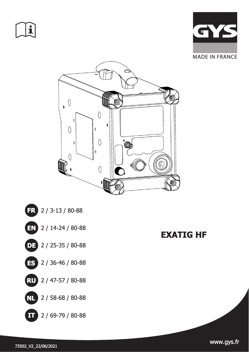 Imagen de la primera página del manual del dispositivo Exatig HF