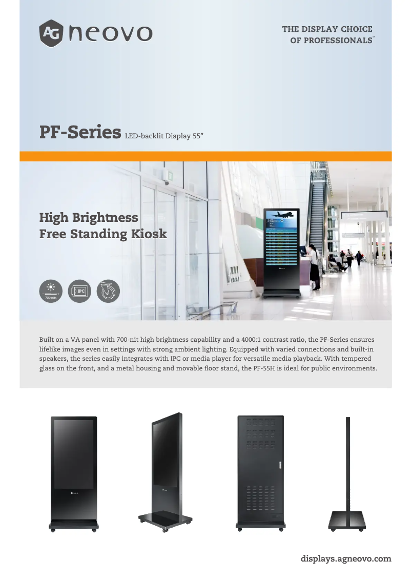 Página 1 del manual Ficha técnica AG Neovo PF-55H