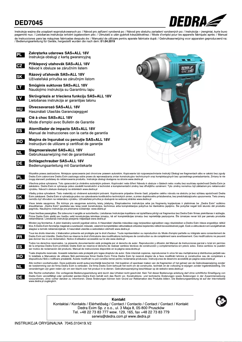 Página 1 del manual Manual de usuario DEDRA DED7045
