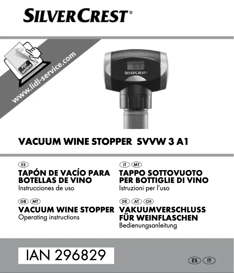 Imagen de la primera página del manual del dispositivo SVVW 3 A1