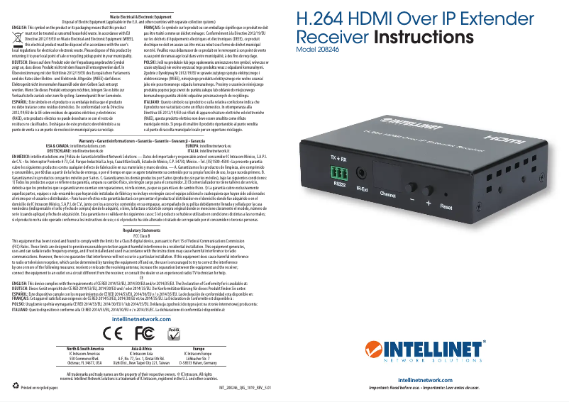 Imagen de la primera página del manual del dispositivo 208246