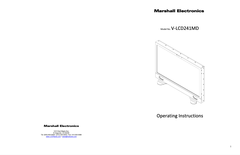 Página 1 del manual Manual de usuario Marshall Electronics V-LCD241MD