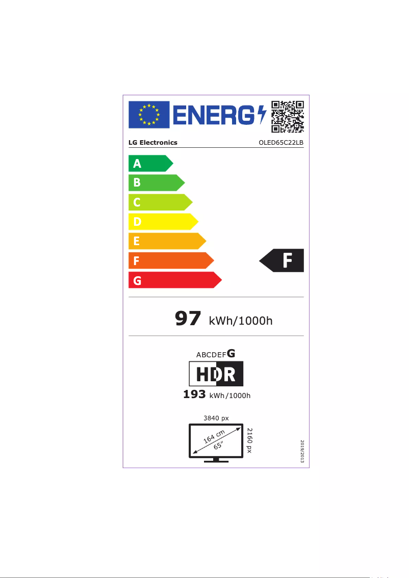 Página nº 1 - Etiqueta energética LG OLED65C22LB