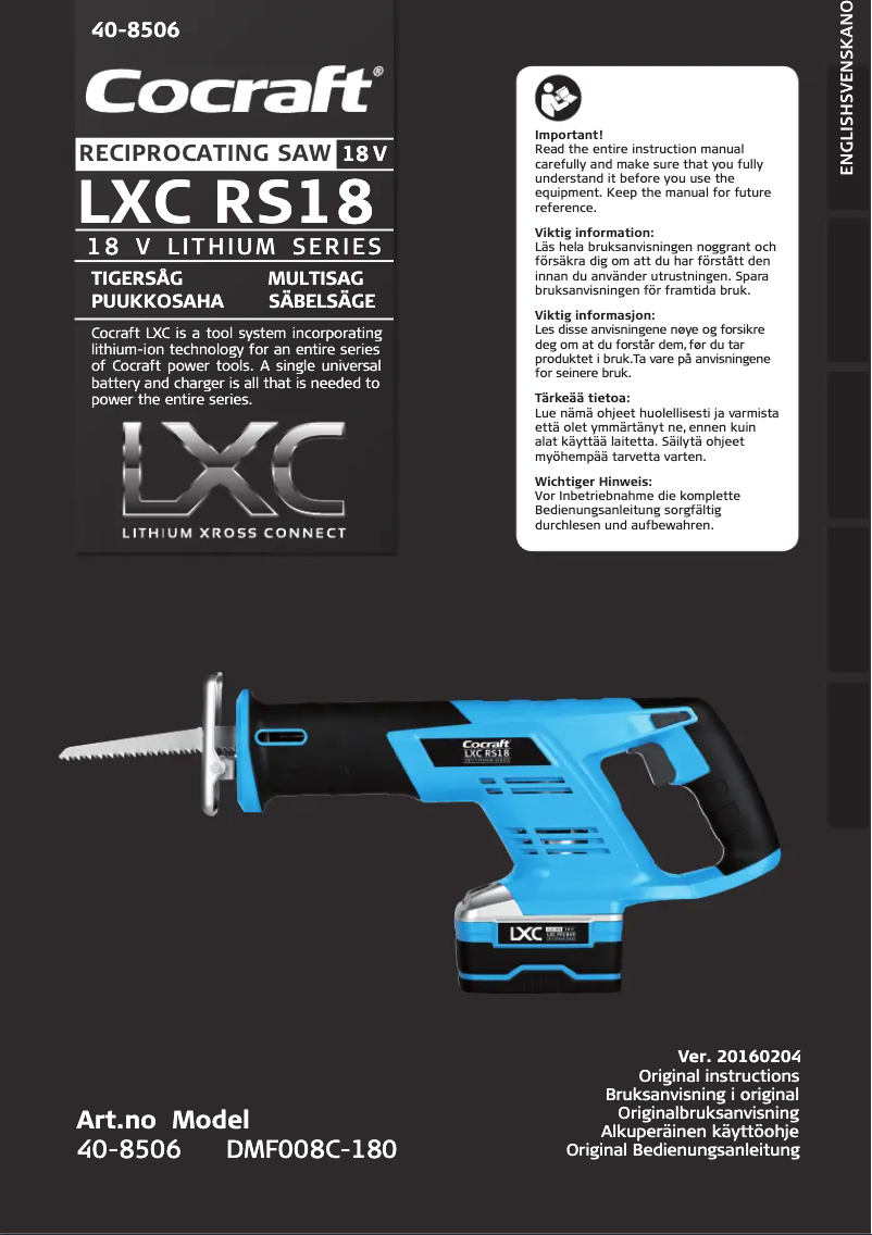 Página 1 del manual Manual de usuario Cocraft LXC RS18