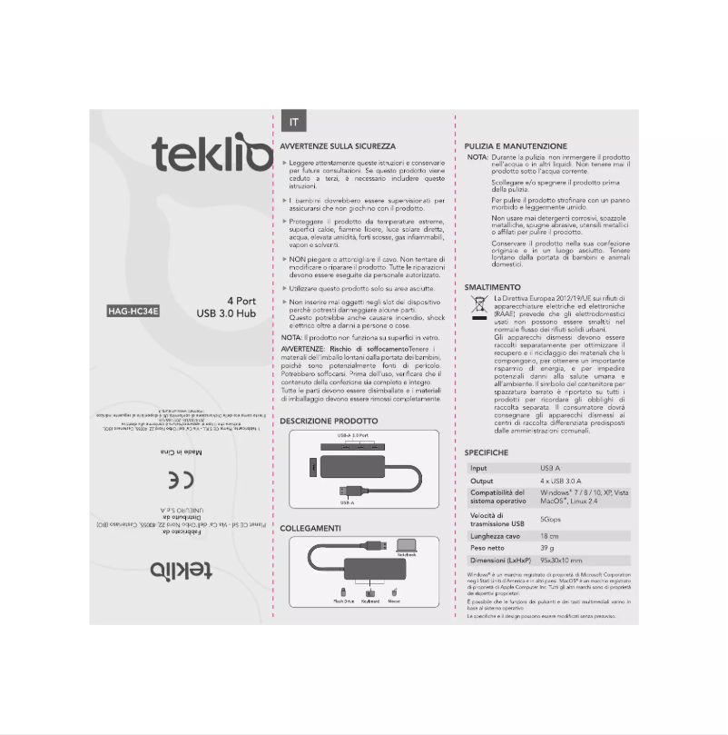 Página nº 1 - Manual de usuario TEKLIO HAG-HC34E