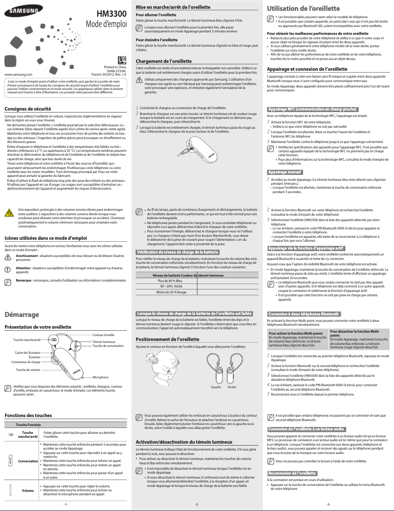 Página 1 del manual Manual de usuario Samsung HM3300