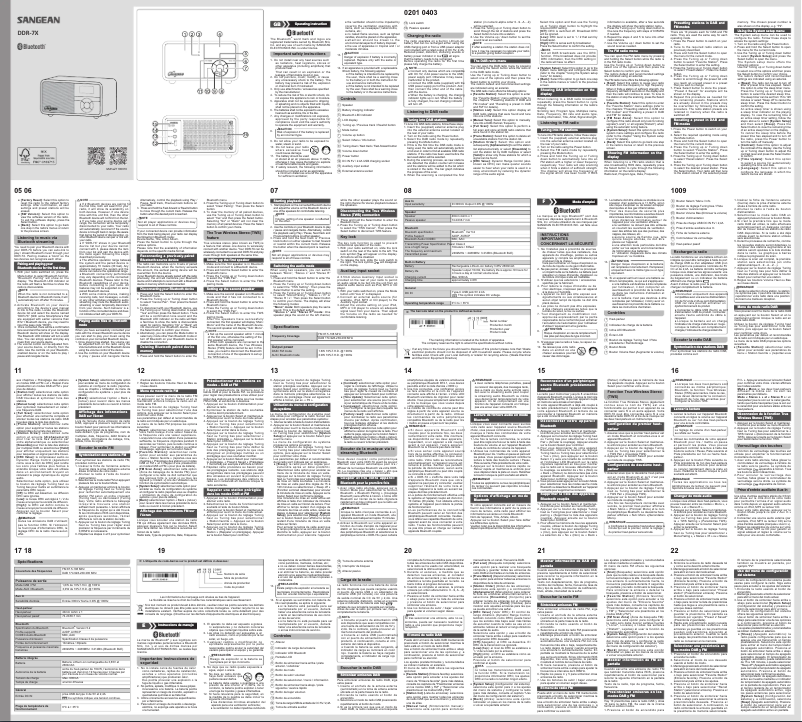 Imagen de la primera página del manual del dispositivo DDR-7X