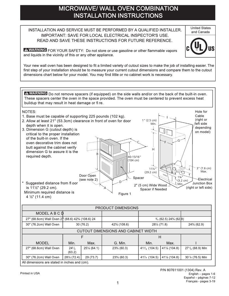Imagen de la primera página del manual del dispositivo FGMC2765PB