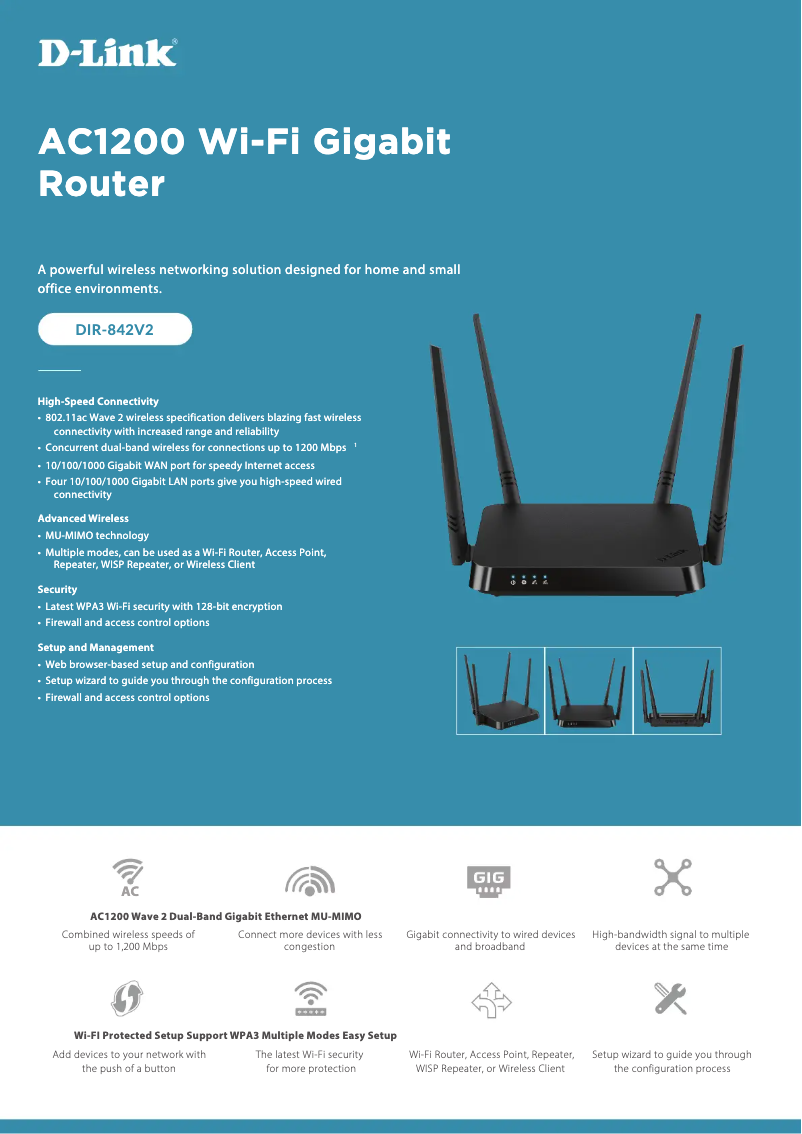 Imagen de la primera página del manual del dispositivo DIR‑842V2