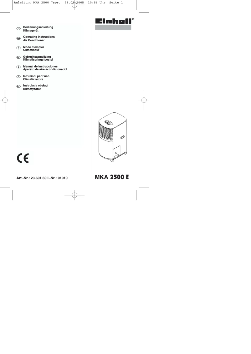 Imagen de la primera página del manual del dispositivo MKA 2500