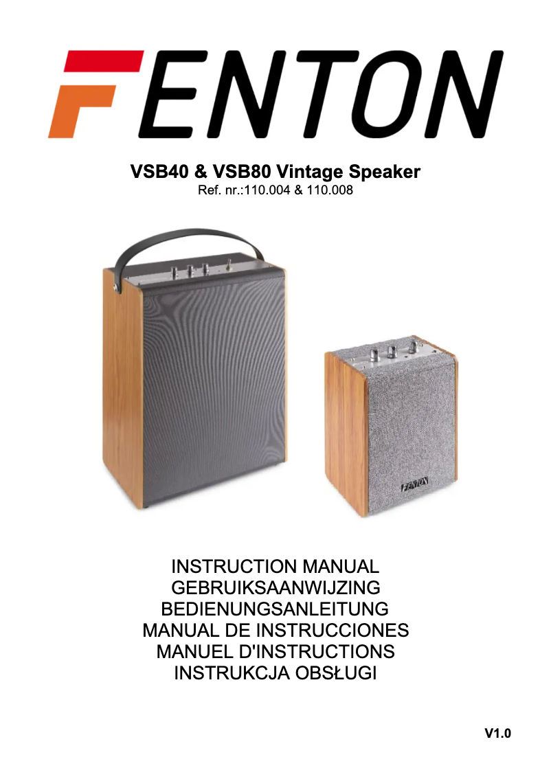 Página 1 del manual Manual de usuario Fenton VBS40