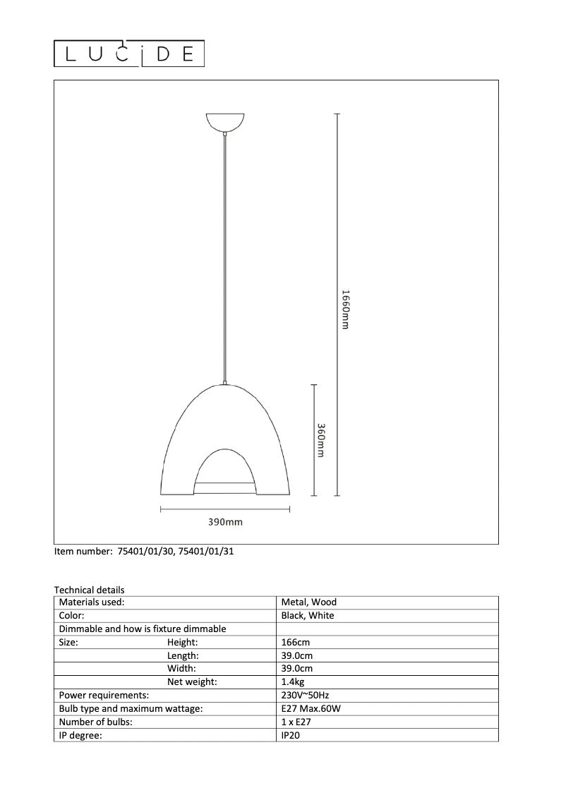 Página 1 del manual Manual de usuario Lucide Gaillon 75401/01/31
