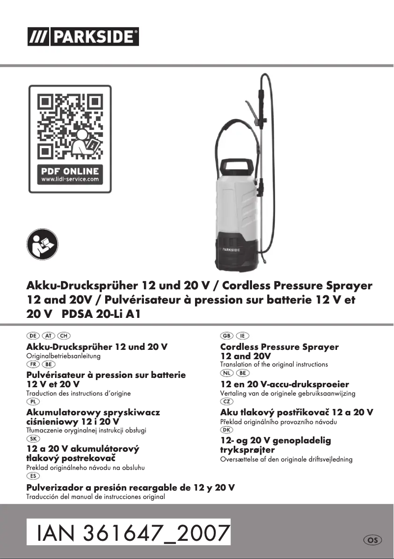 Imagen de la primera página del manual del dispositivo PDSA 20-Li A1