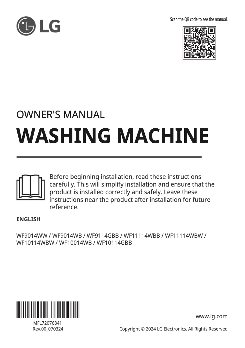 Página 1 del manual Manual de usuario LG WF9014WB
