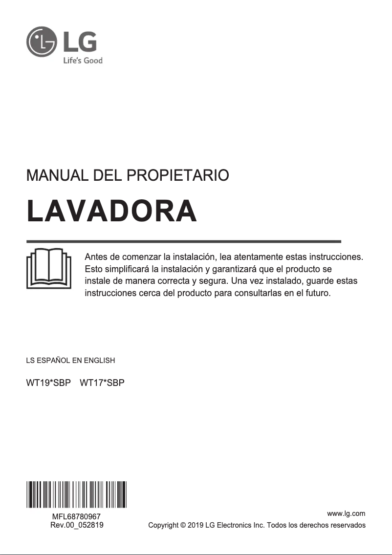 Imagen de la primera página del manual del dispositivo WT19WSBP