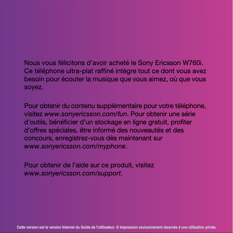 Imagen de la primera página del manual del dispositivo W760i