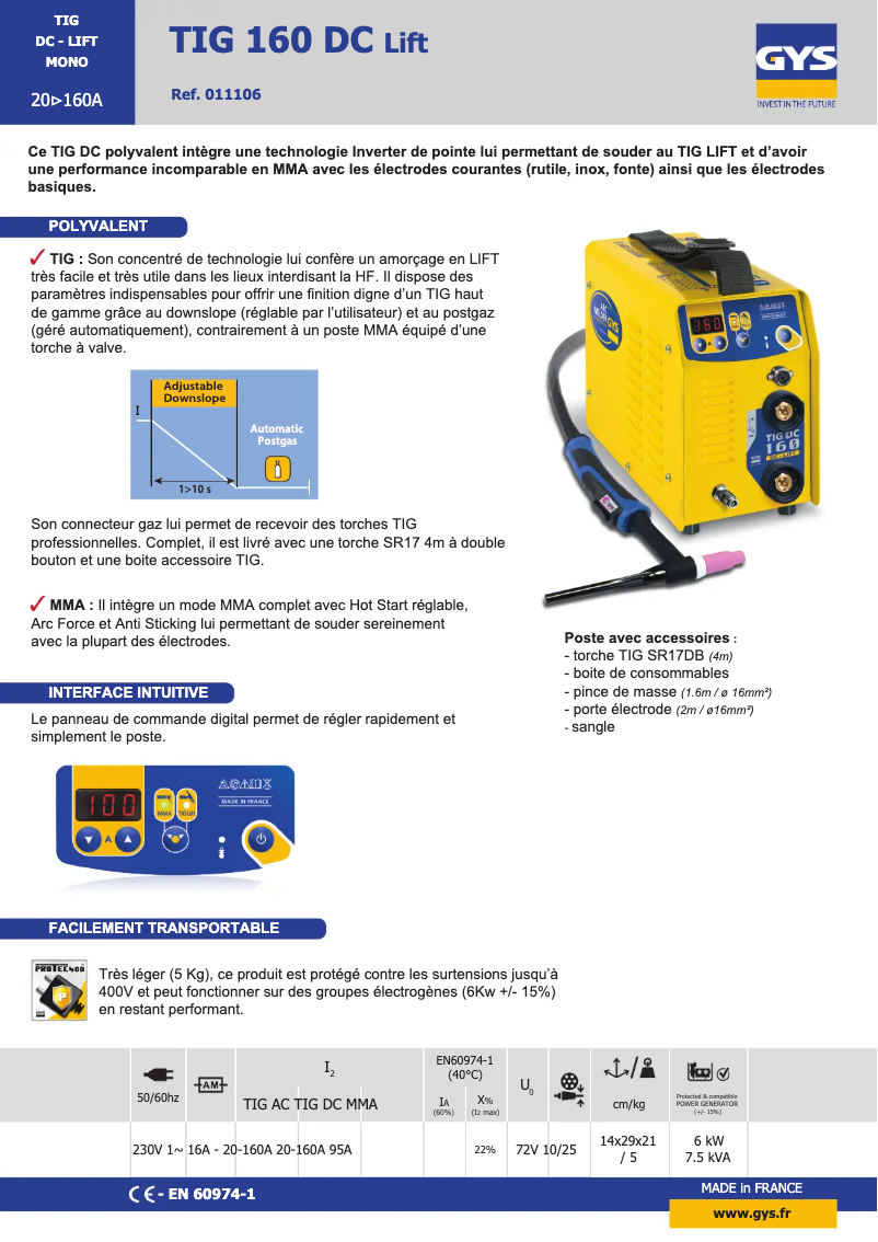 Imagen de la primera página del manual del dispositivo TIG 160 DC LIFT