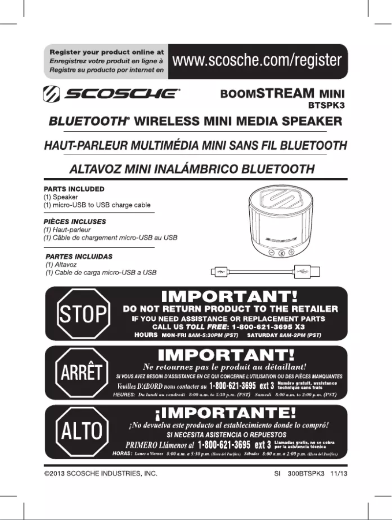 Imagen de la primera página del manual del dispositivo BoomStream Wrlss BT SPkr