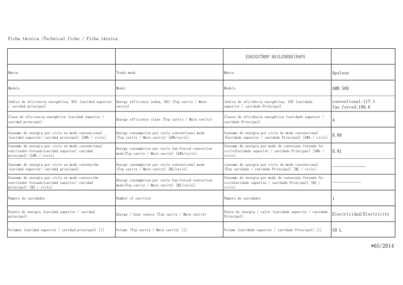 Página 1 del manual Manual de usuario Apelson AMB 500